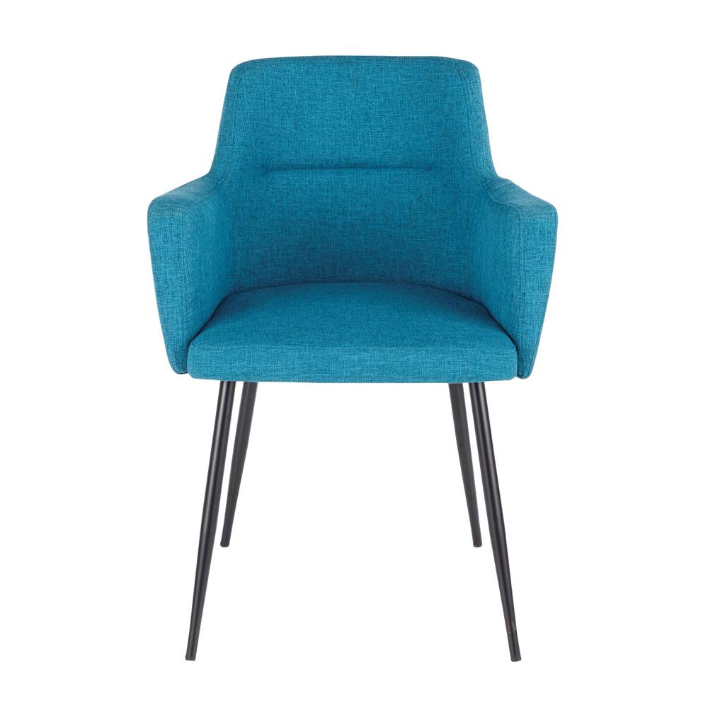 Andrew Contemporary Dining/Accent Chair in Black with Teal Fabric - Set of 2. Picture 6