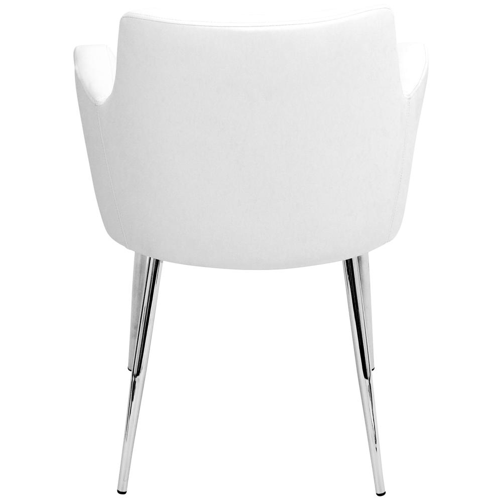 Andrew Contemporary Dining/Accent Chair in Chrome and White Faux Leather - Set of 2. Picture 5