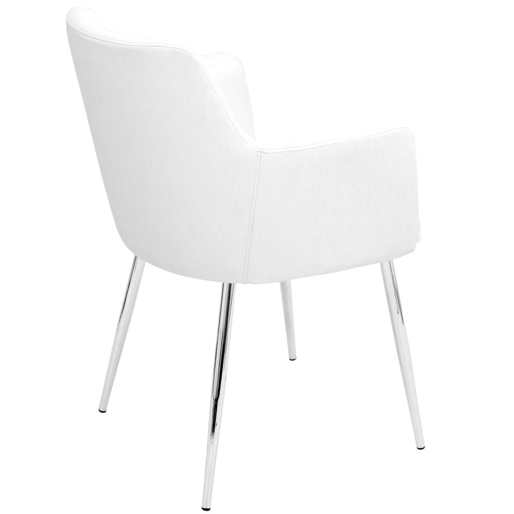 Andrew Contemporary Dining/Accent Chair in Chrome and White Faux Leather - Set of 2. Picture 4