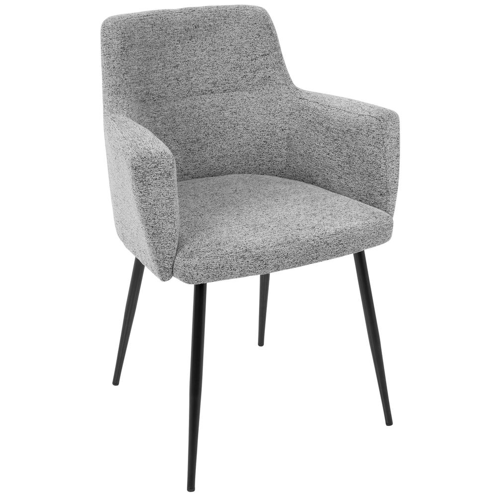 Andrew Contemporary Dining/Accent Chair in Black with Grey Fabric - Set of 2. Picture 2