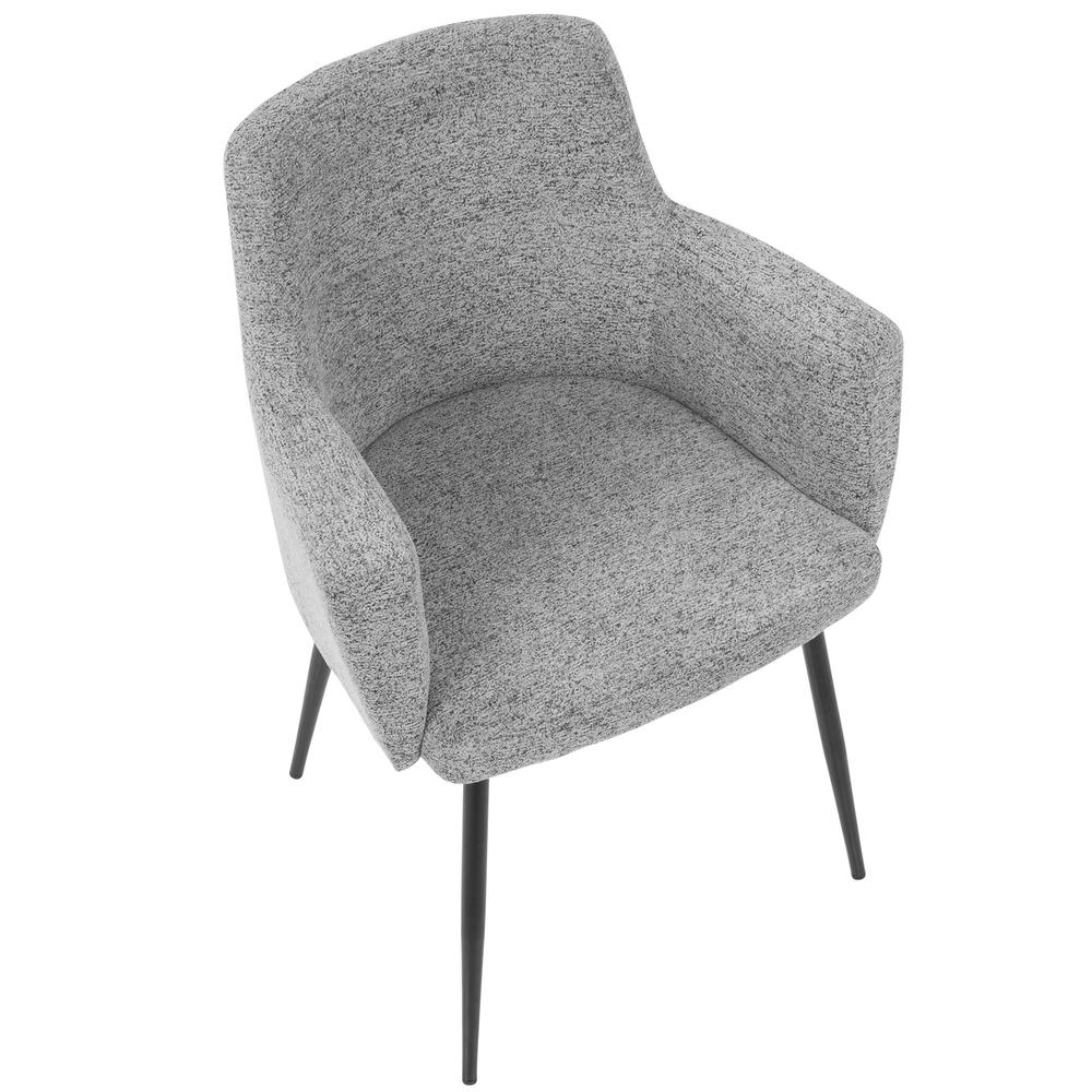 Andrew Contemporary Dining/Accent Chair in Black with Grey Fabric - Set of 2. Picture 7