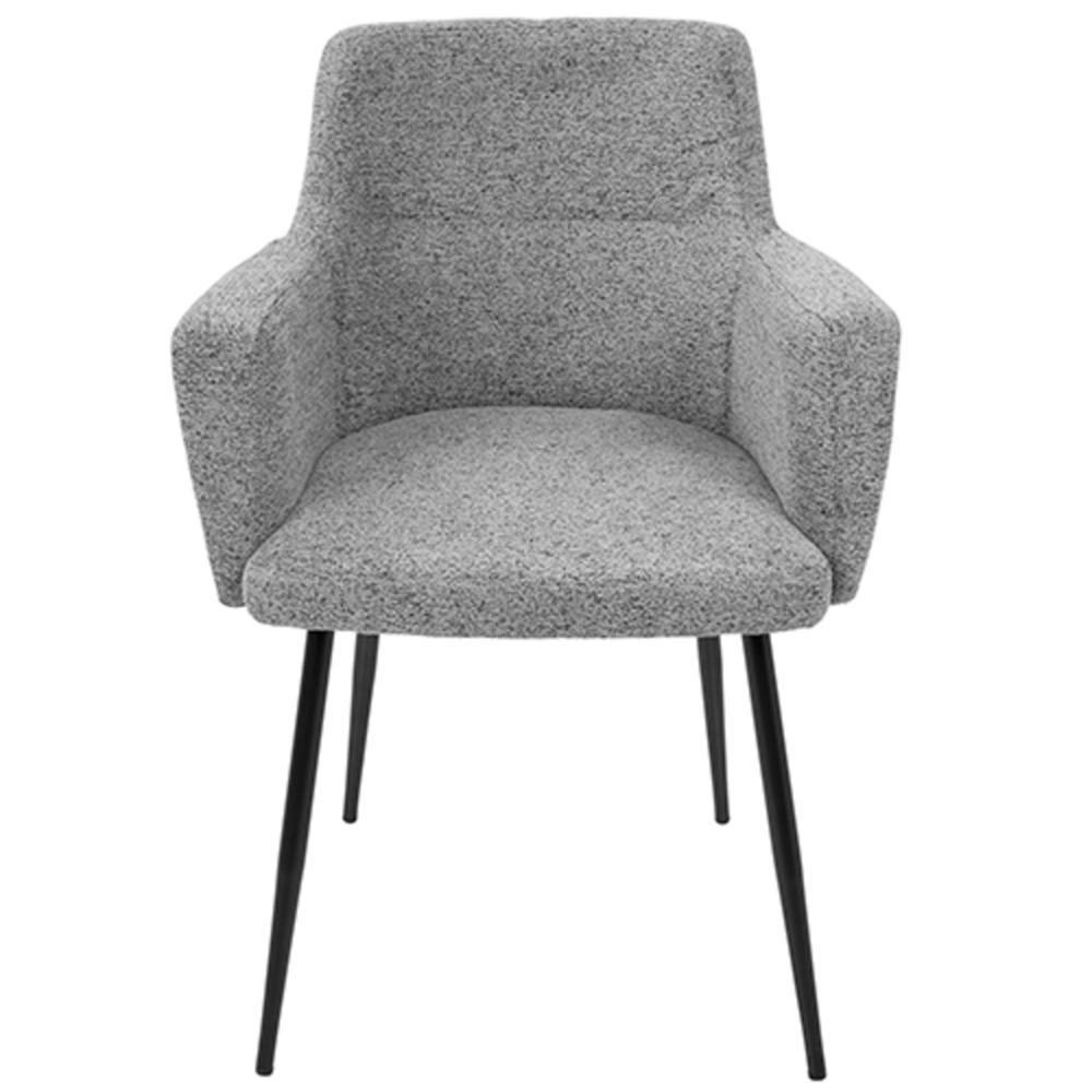 Andrew Contemporary Dining/Accent Chair in Black with Grey Fabric - Set of 2. Picture 6