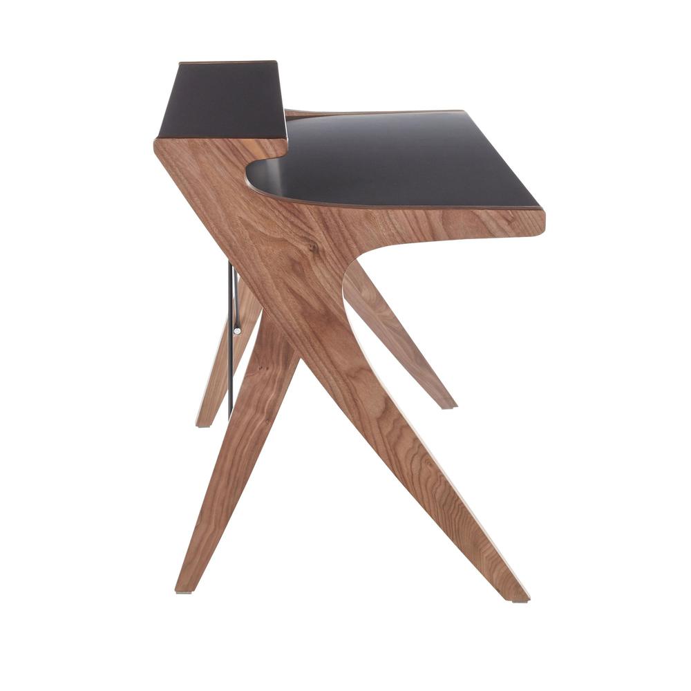 Archer Contemporary Desk in Walnut Wood with Grey Wood Top. Picture 2