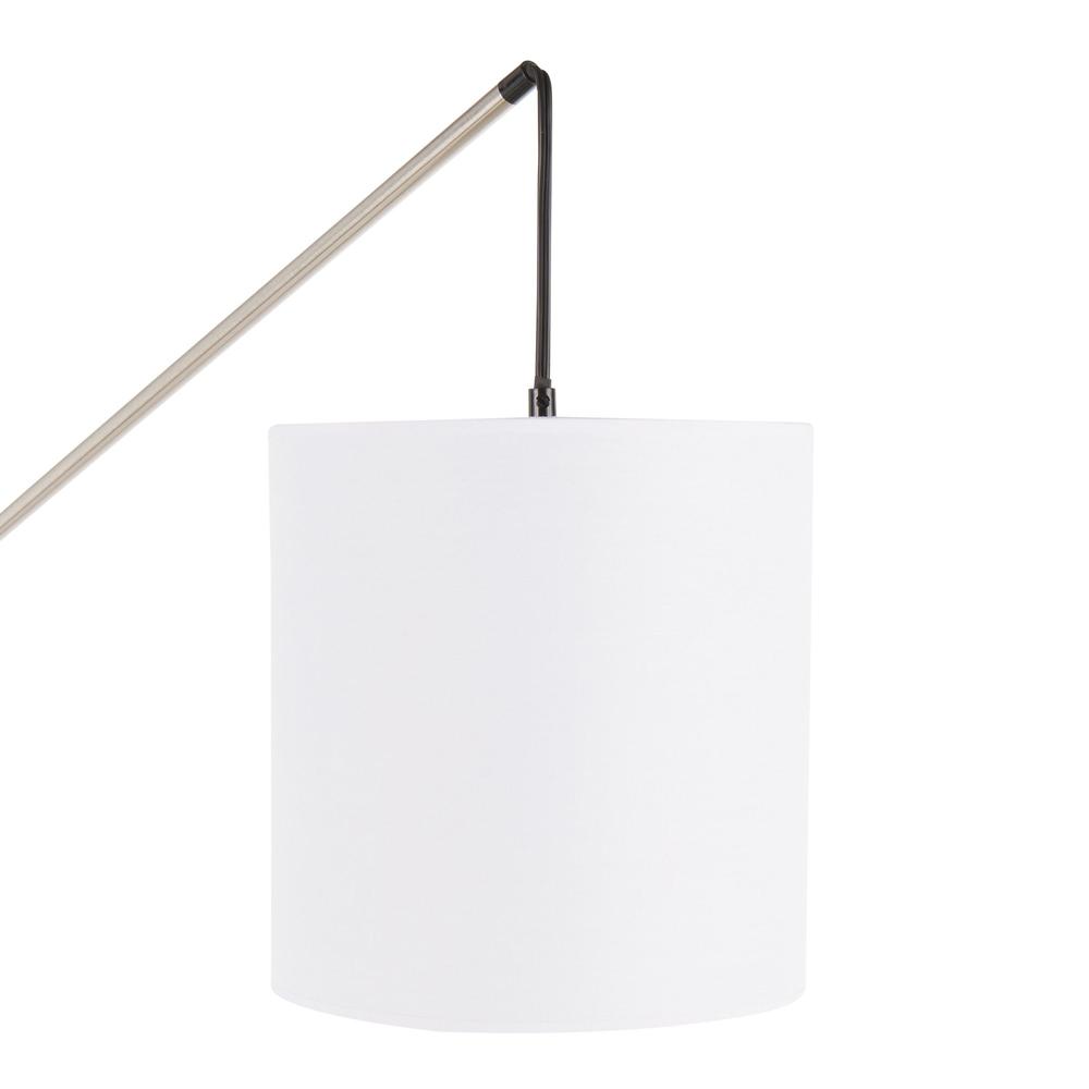 Arturo Contemporary Floor Lamp in Walnut Wood and White Fabric Shade. Picture 7