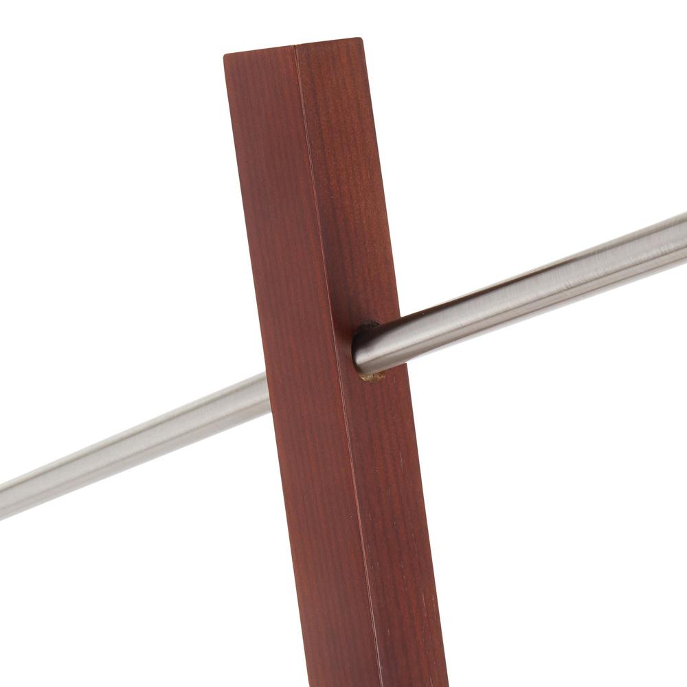 Arturo Contemporary Floor Lamp in Walnut Wood and White Fabric Shade. Picture 8