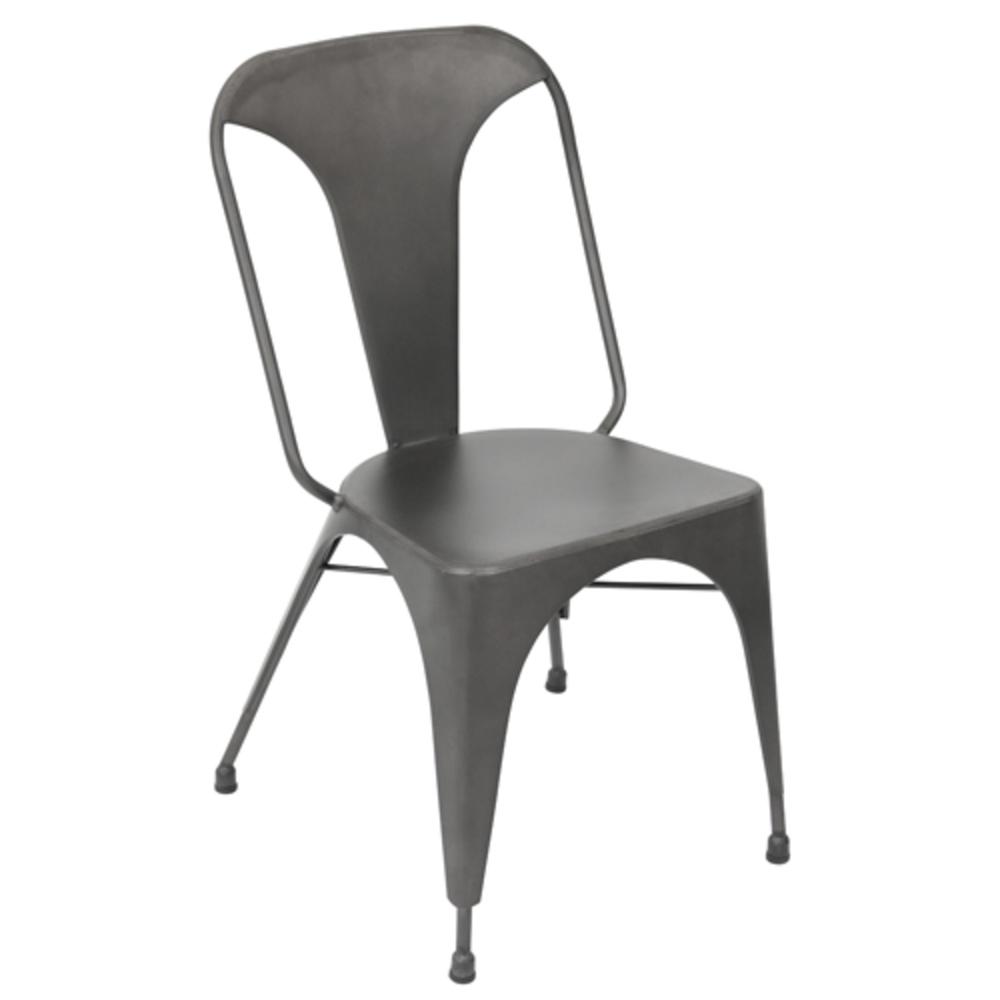 Austin Industrial Dining Chair in Matte Grey - Set of 2. Picture 2