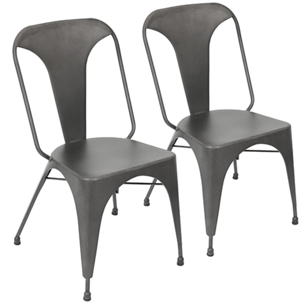 Austin Industrial Dining Chair in Matte Grey - Set of 2. Picture 1