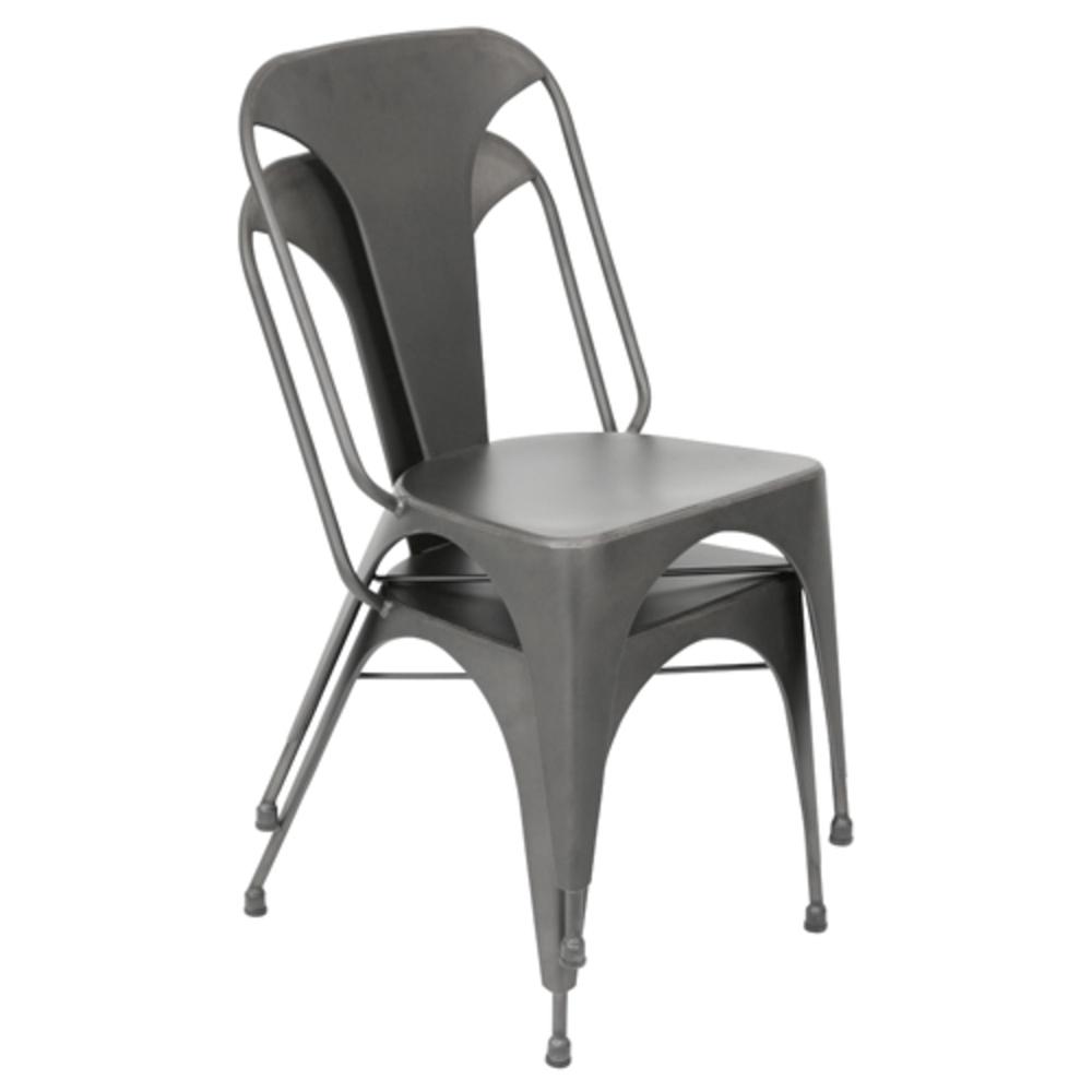Austin Industrial Dining Chair in Matte Grey - Set of 2. Picture 7