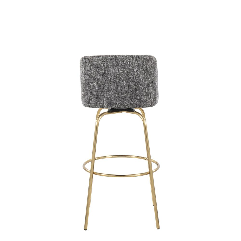 Grey Noise Fabric, Gold Metal Toriano 30" Fixed Height Barstool - Set of 2. Picture 5