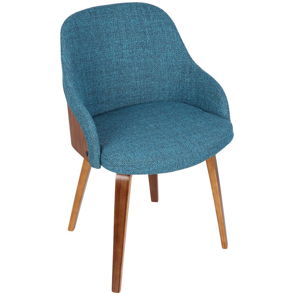 Bacci Mid-Century Modern Dining/ Accent Chair in Walnut Wood and Teal Fabric. Picture 7