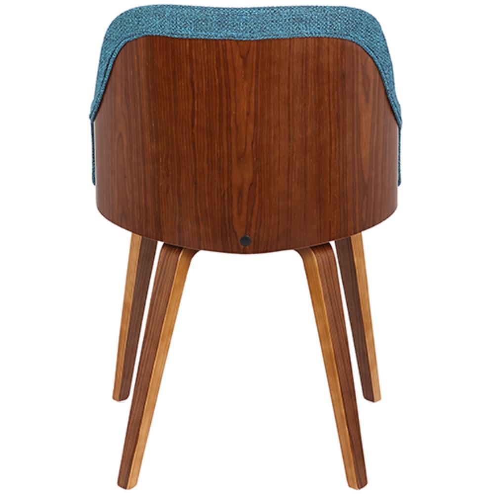 Bacci Mid-Century Modern Dining/ Accent Chair in Walnut Wood and Teal Fabric. Picture 5