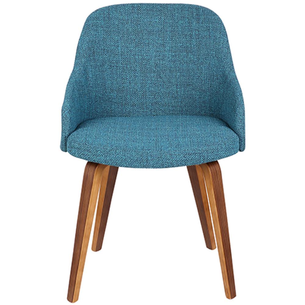 Bacci Mid-Century Modern Dining/ Accent Chair in Walnut Wood and Teal Fabric. Picture 6