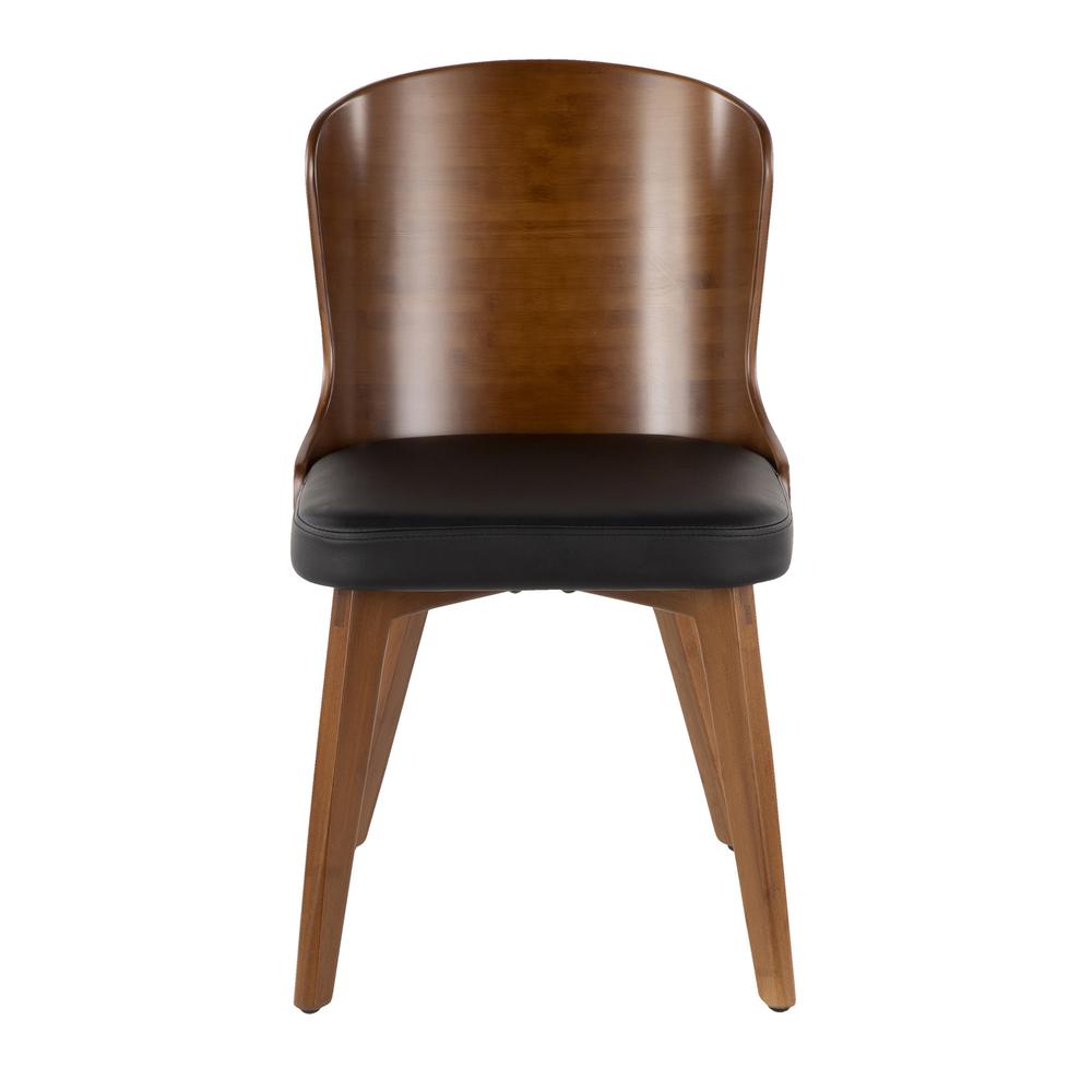 Bocello Mid-Century Chair in Walnut and Black Faux Leather. Picture 5