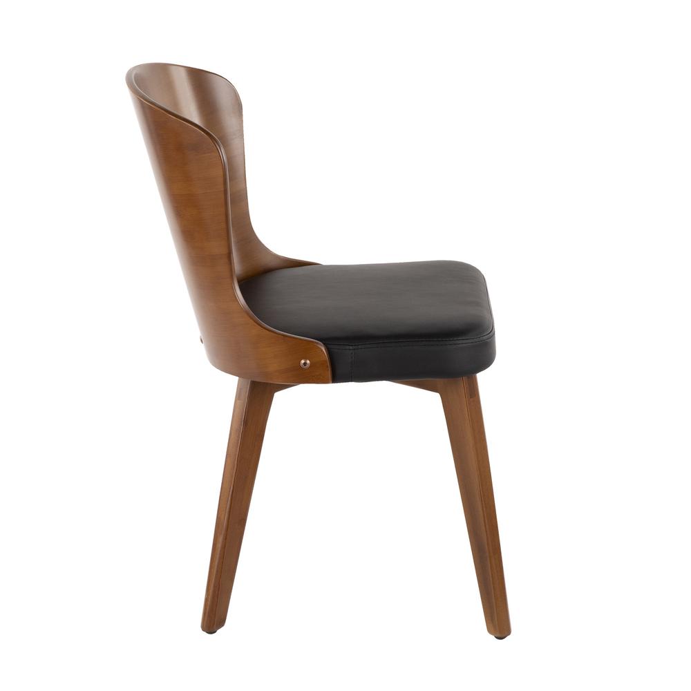 Bocello Mid-Century Chair in Walnut and Black Faux Leather. Picture 2