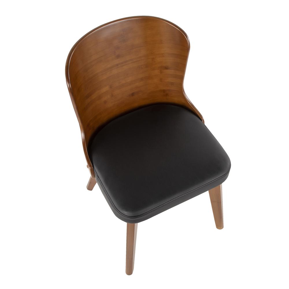 Bocello Mid-Century Chair in Walnut and Black Faux Leather. Picture 6