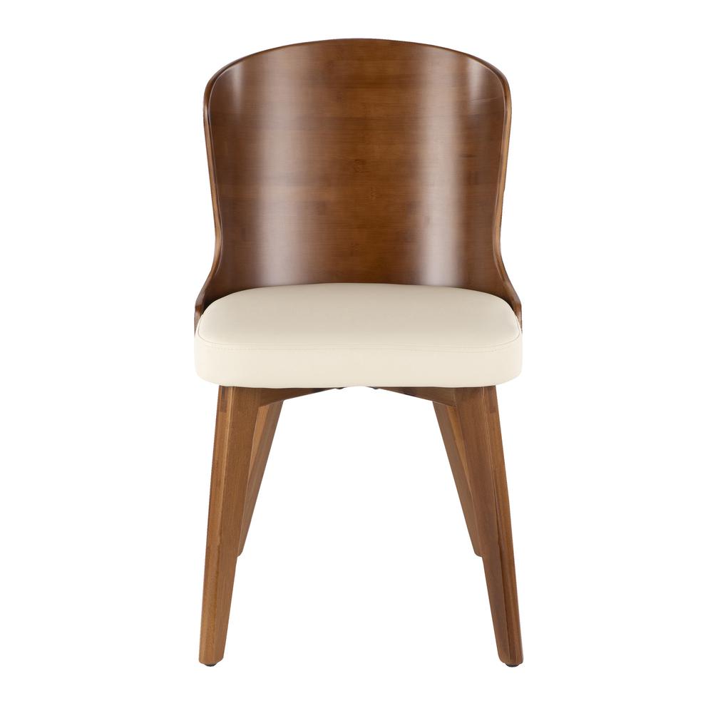 Bocello Mid-Century Chair in Walnut and Cream Faux Leather. Picture 5