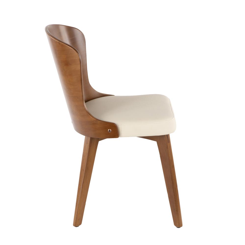 Bocello Mid-Century Chair in Walnut and Cream Faux Leather. Picture 2
