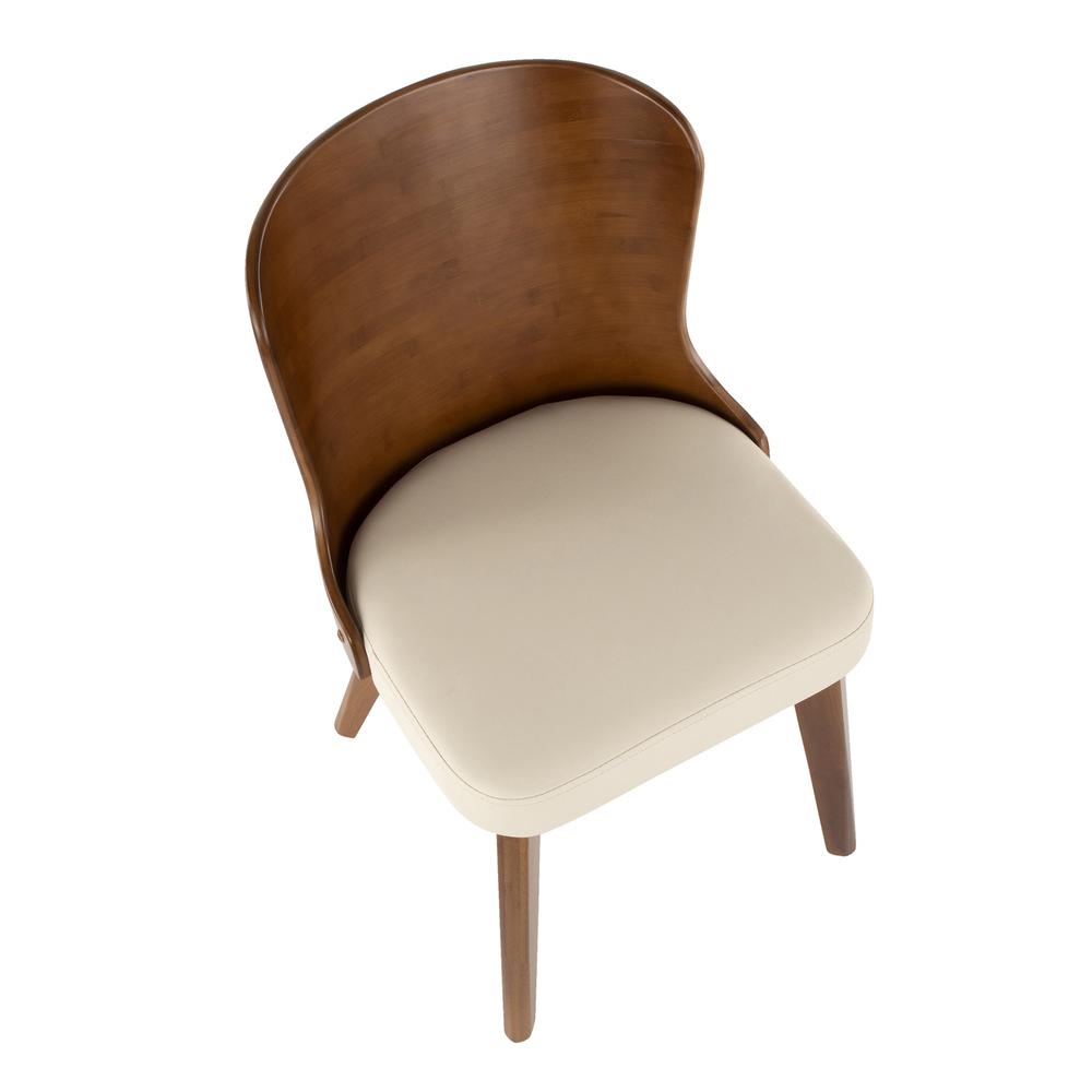 Bocello Mid-Century Chair in Walnut and Cream Faux Leather. Picture 6
