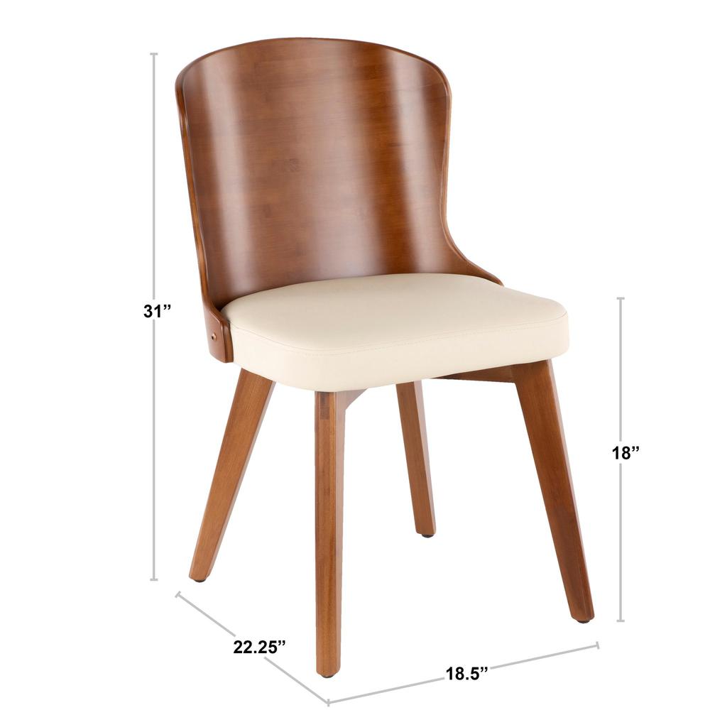 Bocello Mid-Century Chair in Walnut and Cream Faux Leather. Picture 7