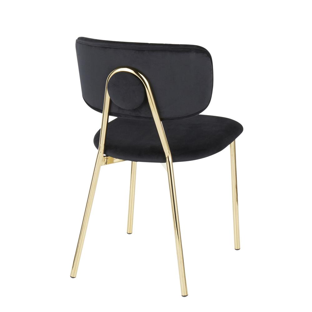 Bouton Contemporary/Glam Chair in Gold Metal and Black Velvet - Set of 2. Picture 4