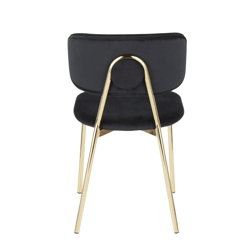 Bouton Contemporary/Glam Chair in Gold Metal and Black Velvet - Set of 2. Picture 5