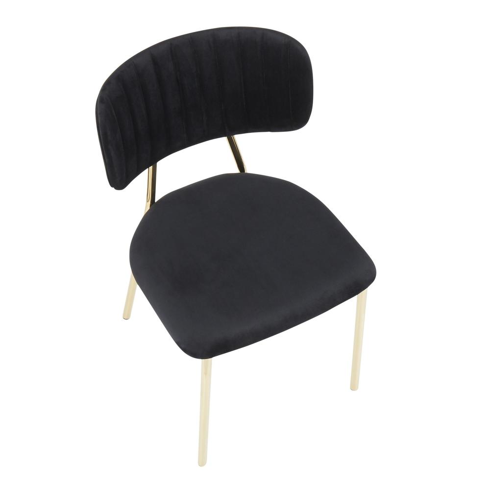 Bouton Contemporary/Glam Chair in Gold Metal and Black Velvet - Set of 2. Picture 7