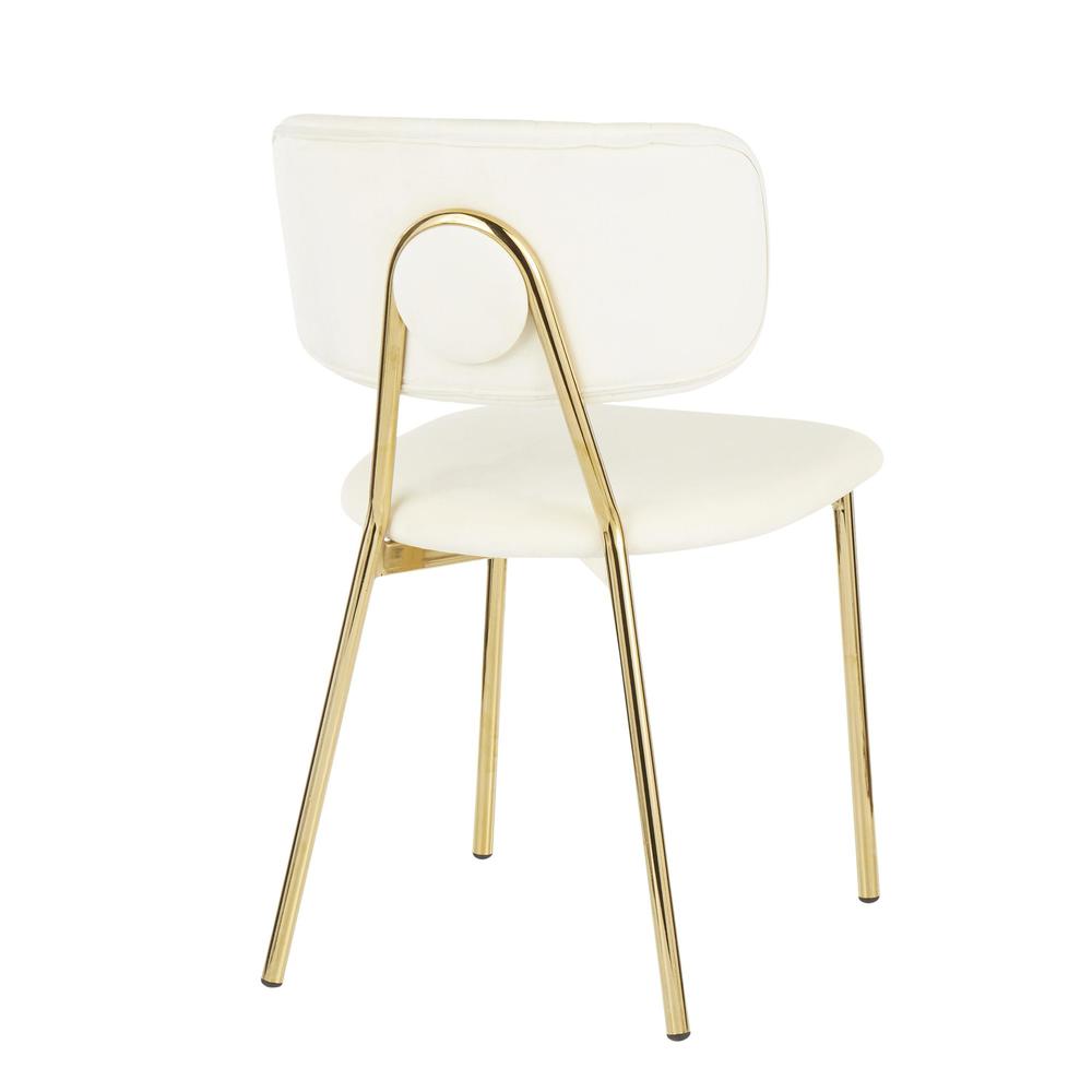 Bouton Contemporary/Glam Chair in Gold Metal and Cream Velvet - Set of 2. Picture 4