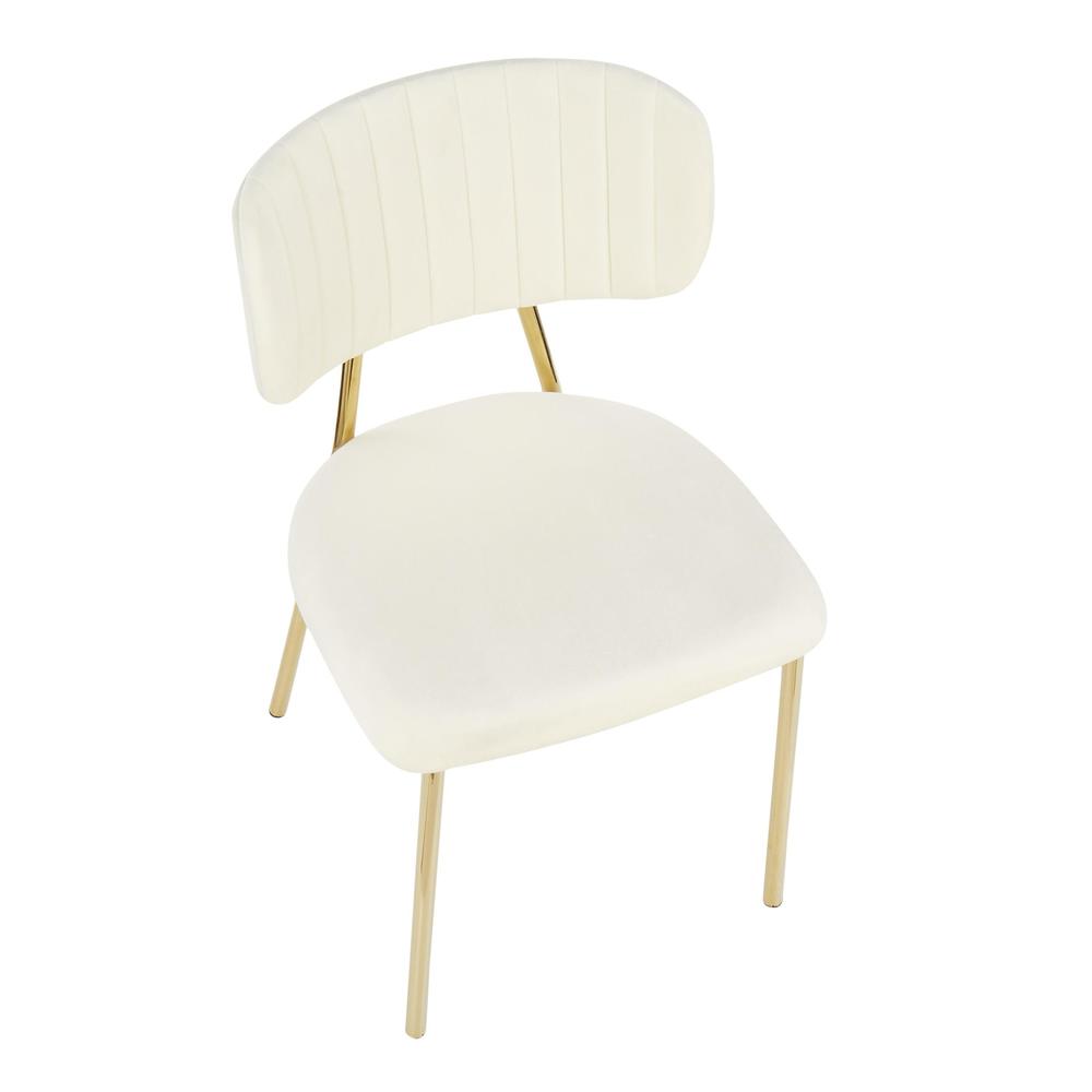 Bouton Contemporary/Glam Chair in Gold Metal and Cream Velvet - Set of 2. Picture 7