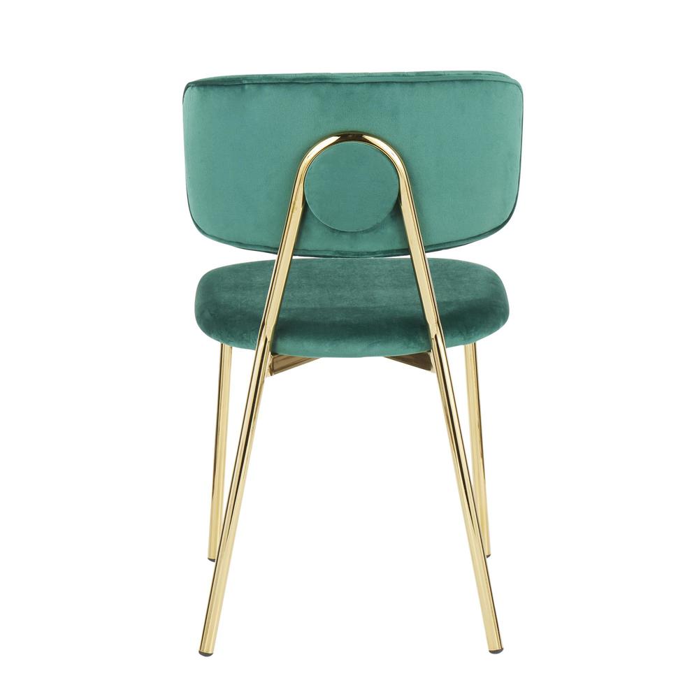 Gold Metal, Green Velvet Bouton Chair - Set of 2. Picture 5