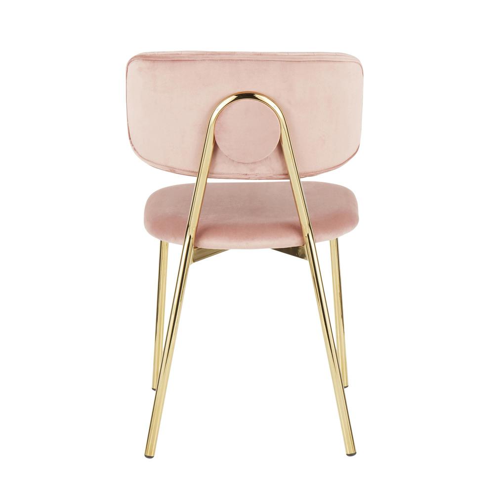 Bouton Contemporary/Glam Chair in Gold Metal and Blush Pink Velvet - Set of 2. Picture 5