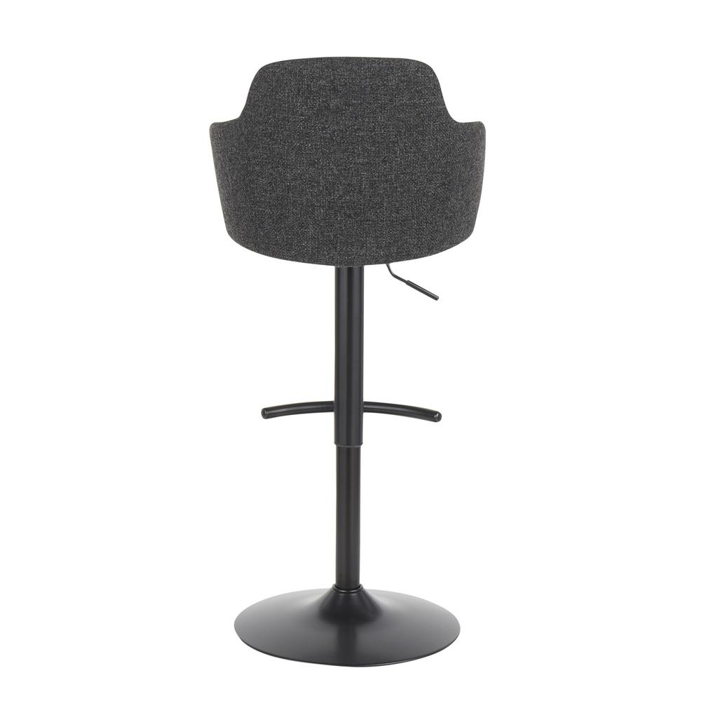 Boyne Industrial Upholstered Bar Stool in Black Metal and Dark Grey Fabric. Picture 4