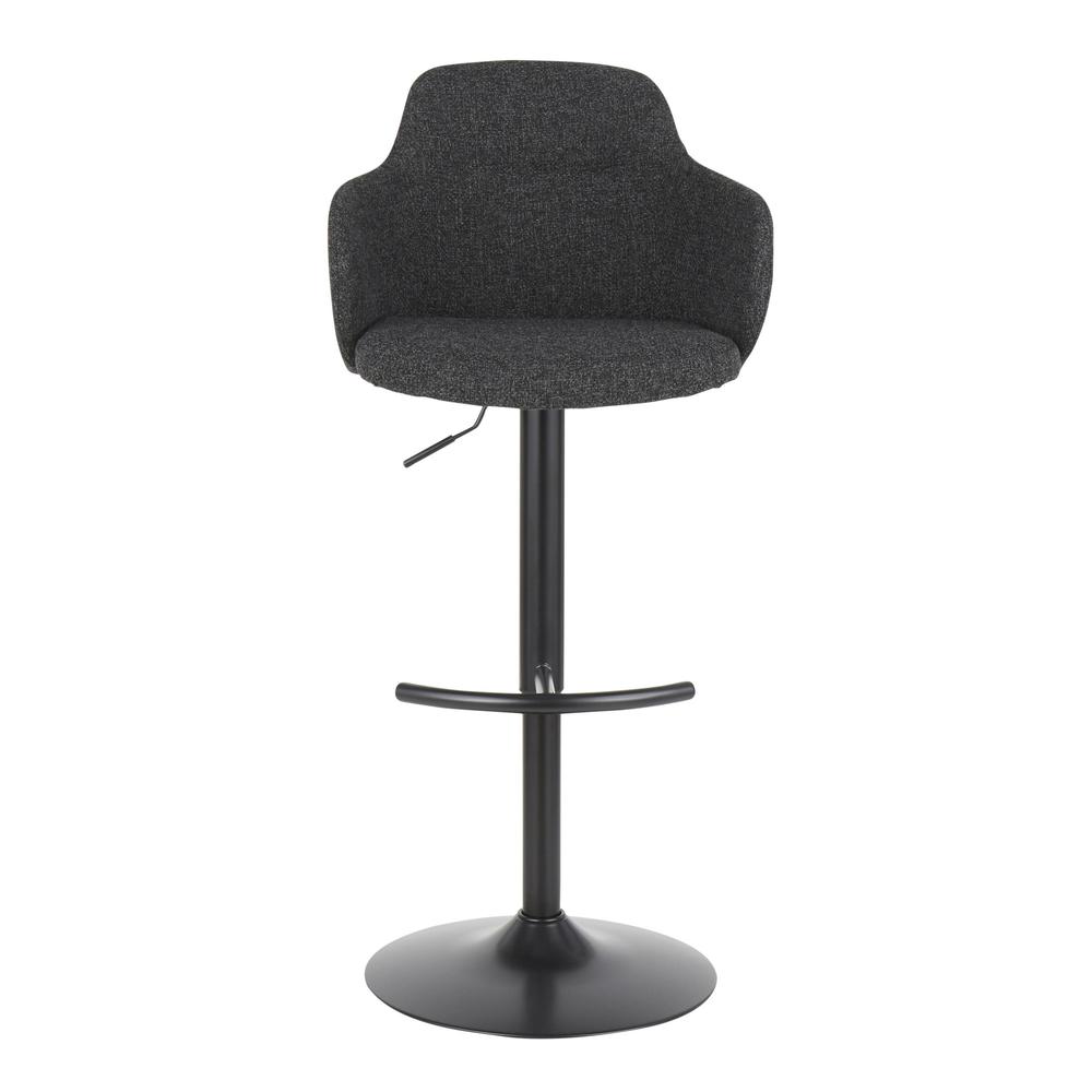 Boyne Industrial Upholstered Bar Stool in Black Metal and Dark Grey Fabric. Picture 5