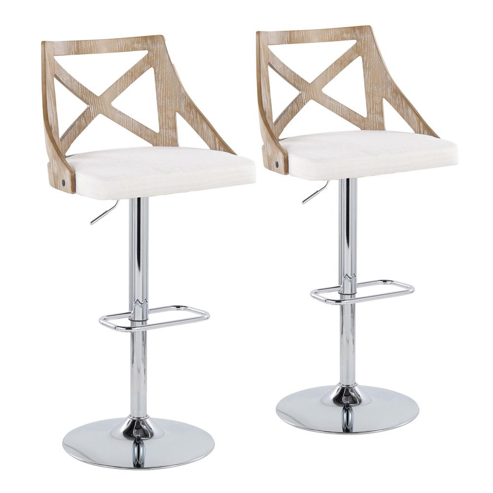 Silver Charlotte Adjustable Height Barstool - Set of 2. Picture 1