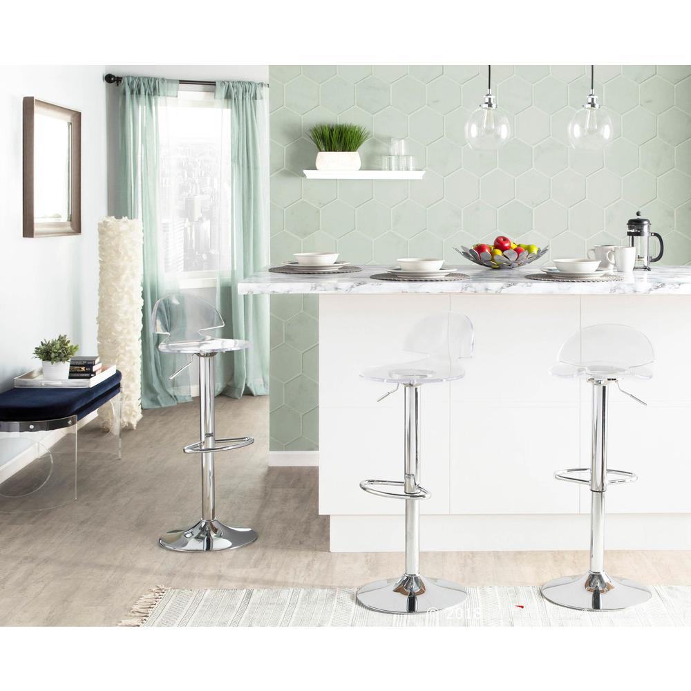 Venti Contemporary Adjustable Barstool with Swivel in Clear Acrylic. Picture 7