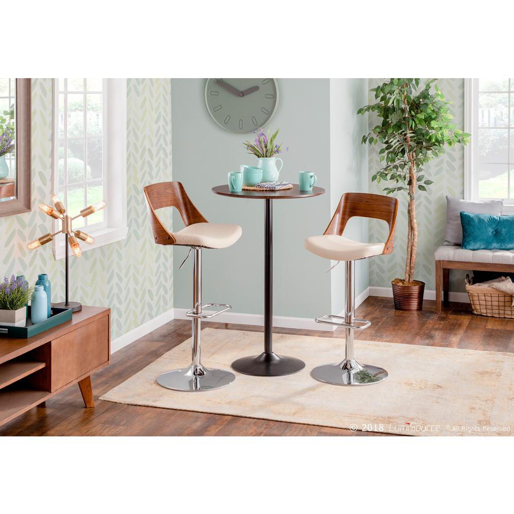 Pebble Mid-Century Modern Adjustable Dining to Bar Table in Black Metal and Espresso. Picture 5