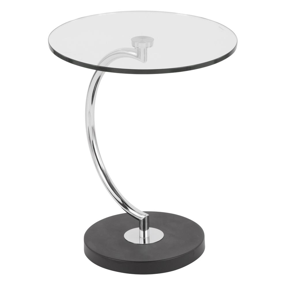 C End Contemporary Table in Glass. Picture 1