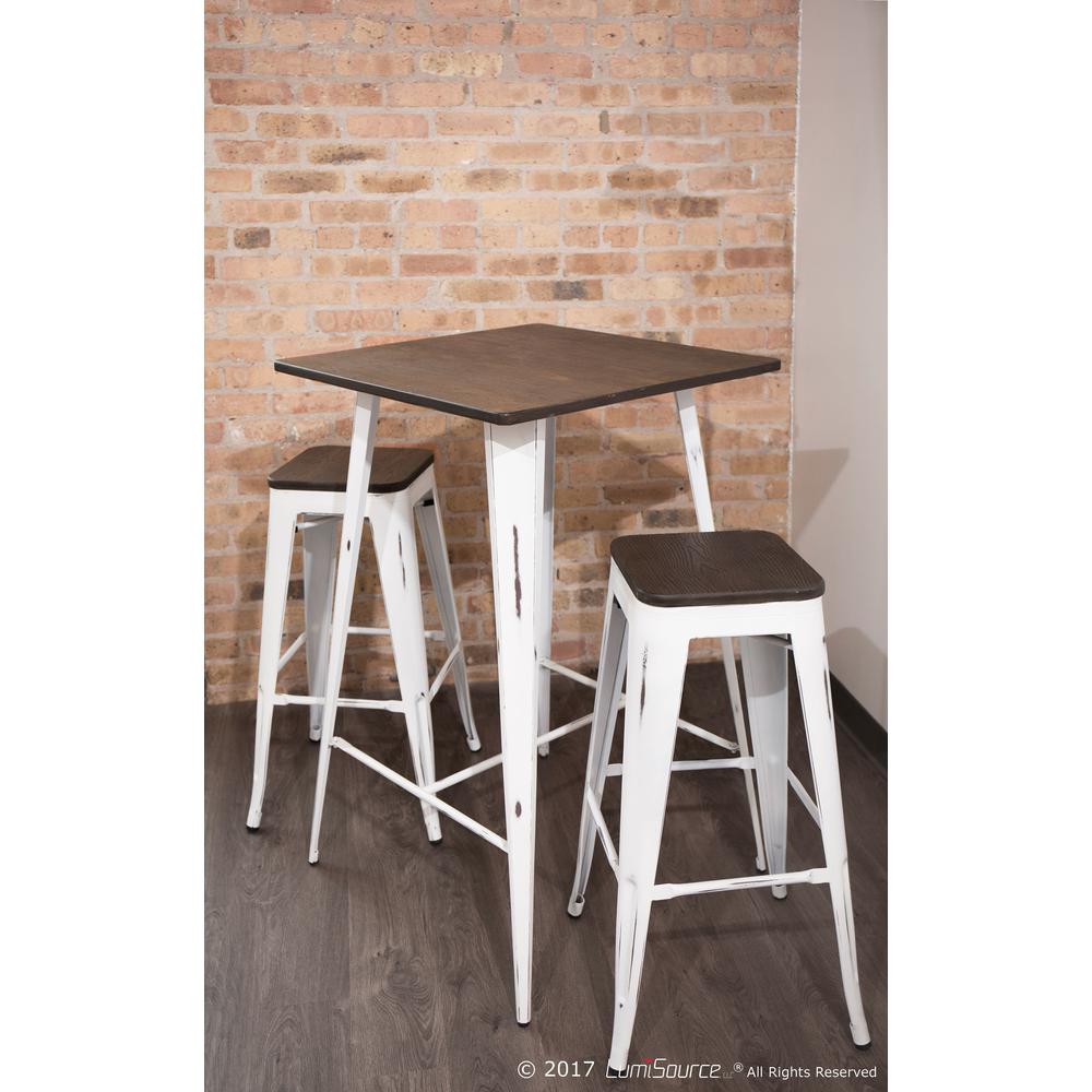 Oregon Industrial Stackable Barstool in Vintage White and Espresso - Set of 2. Picture 10