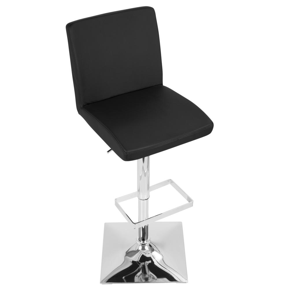 Captain Contemporary Adjustable Barstool with Swivel in Black Faux Leather. Picture 5