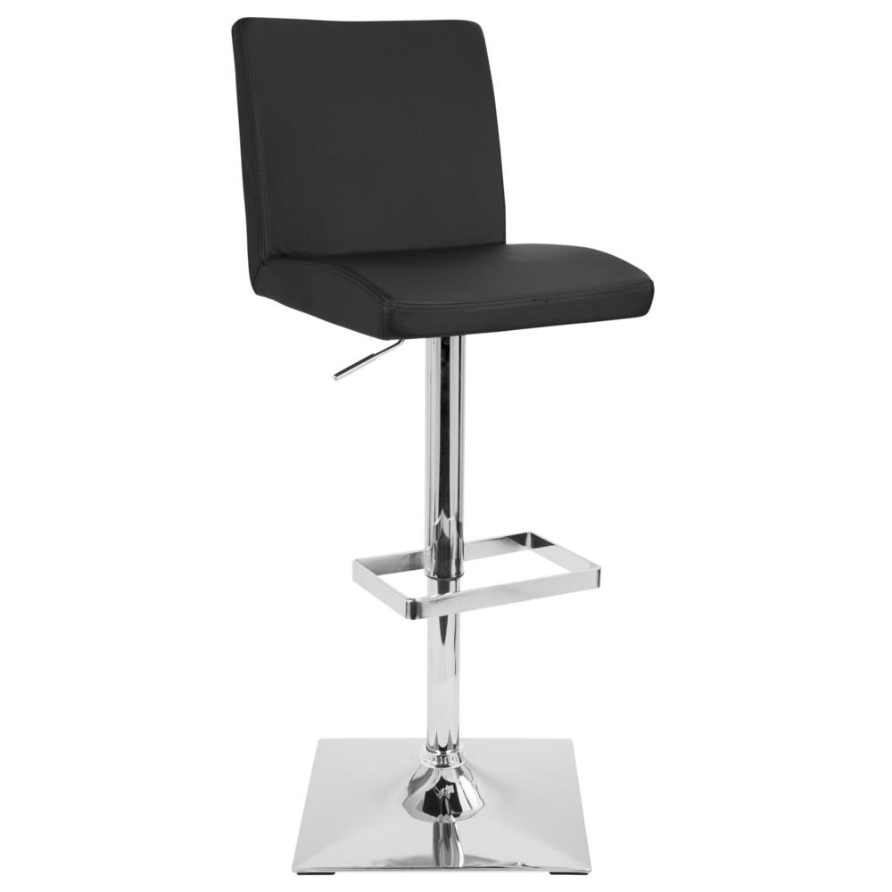 Captain Contemporary Adjustable Barstool with Swivel in Black Faux Leather. Picture 1