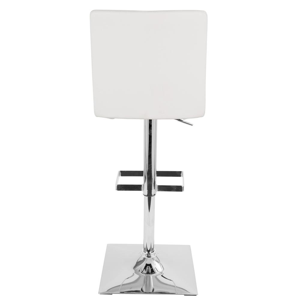 Captain Contemporary Adjustable Barstool with Swivel in White Faux Leather. Picture 3