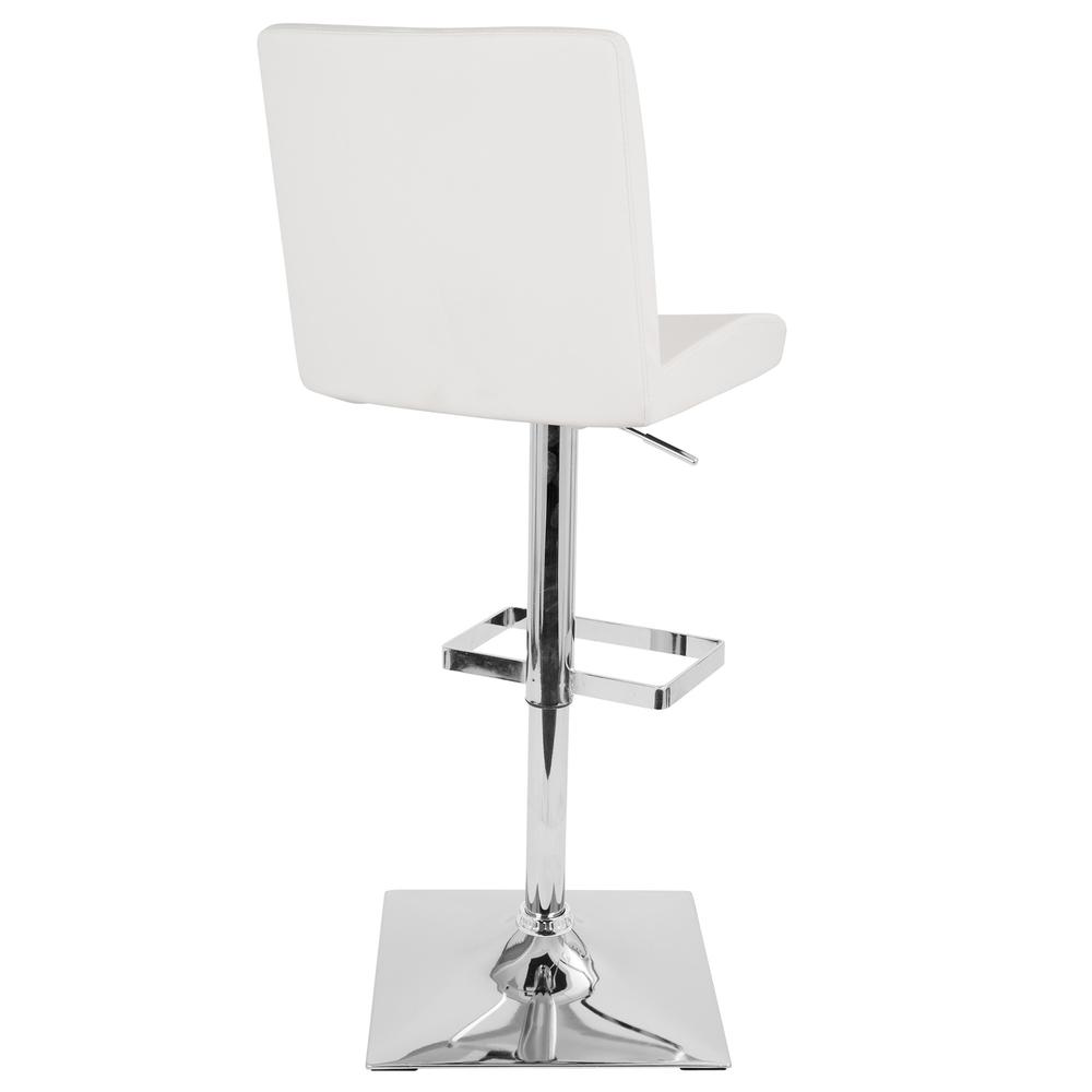 Captain Contemporary Adjustable Barstool with Swivel in White Faux Leather. Picture 2
