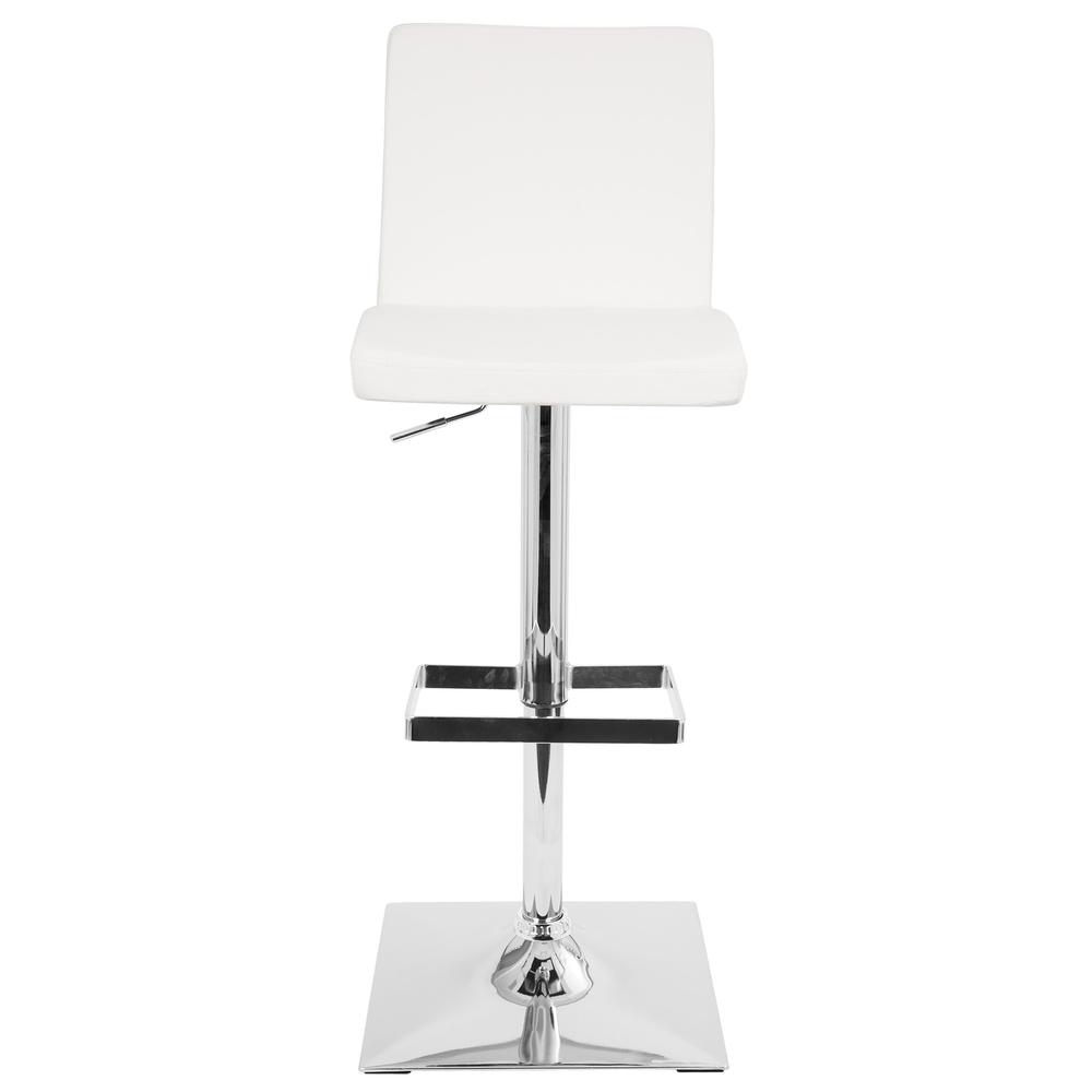 Captain Contemporary Adjustable Barstool with Swivel in White Faux Leather. Picture 4
