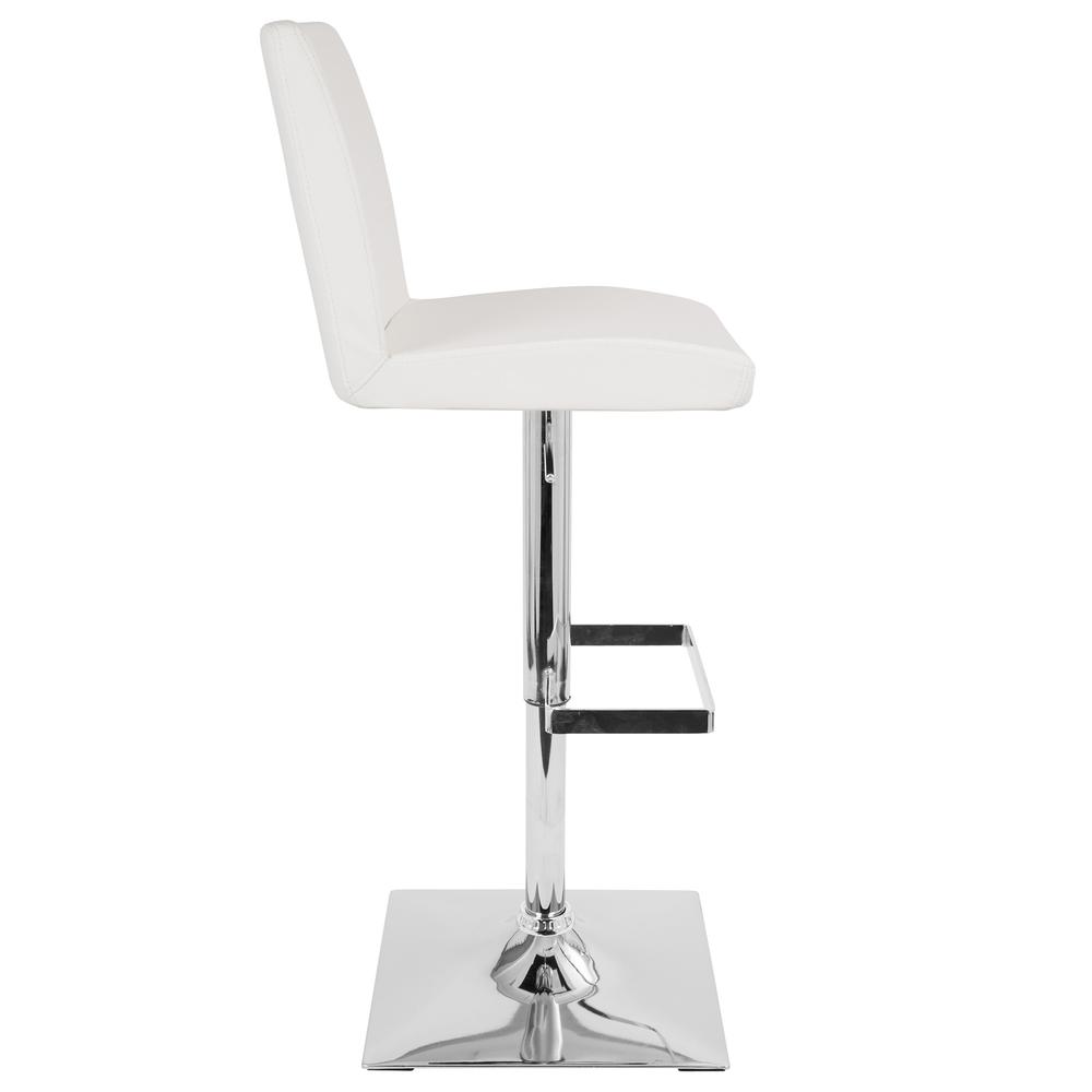Captain Contemporary Adjustable Barstool with Swivel in White Faux Leather. Picture 5
