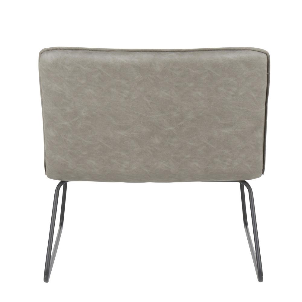 Casper Industrial Accent Chair in Black Metal and Grey Faux Leather. Picture 4