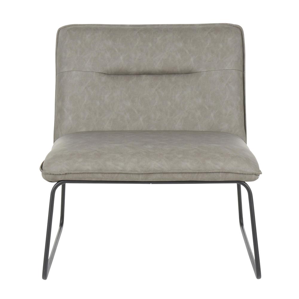 Casper Industrial Accent Chair in Black Metal and Grey Faux Leather. Picture 5