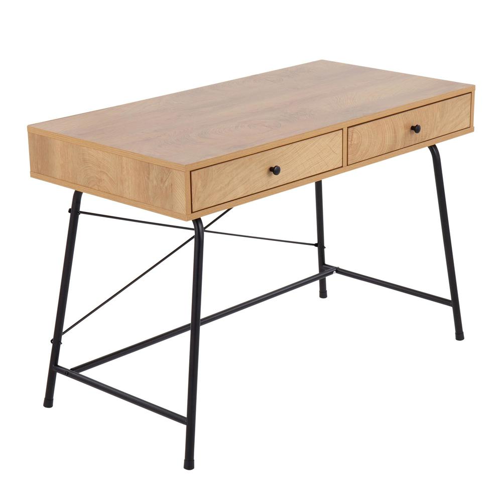 Black Steel, Brown Wood Casper Desk. Picture 1