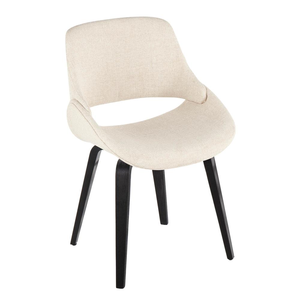 Black Wood, Cream Fabric Fabrico Chair - Set of 2. Picture 2