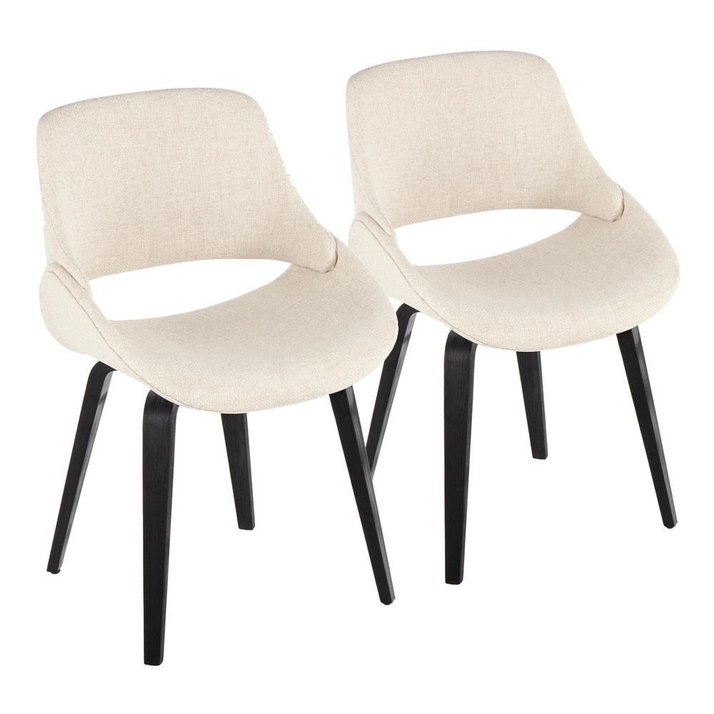Black Wood, Cream Fabric Fabrico Chair - Set of 2. Picture 1