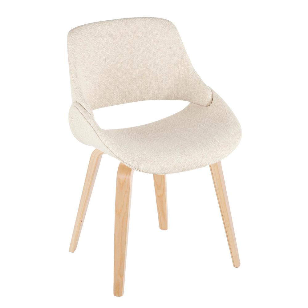 Natural Wood, Cream Fabric Fabrico Chair - Set of 2. Picture 2