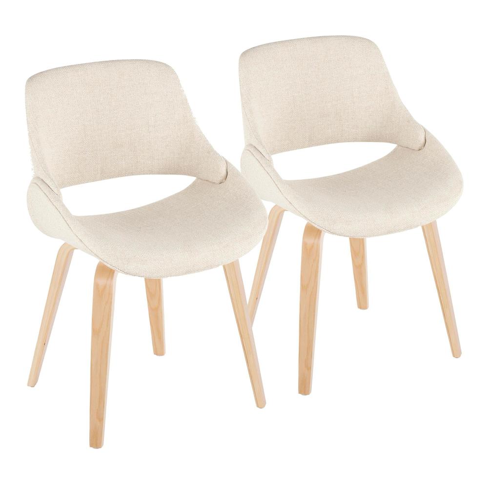 Natural Wood, Cream Fabric Fabrico Chair - Set of 2. Picture 1
